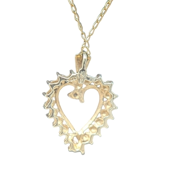 10kt Solid Yellow Gold Diamond Accent Heart Pendant with 10kt YG Chain 1.78g - Picture 13 of 15
